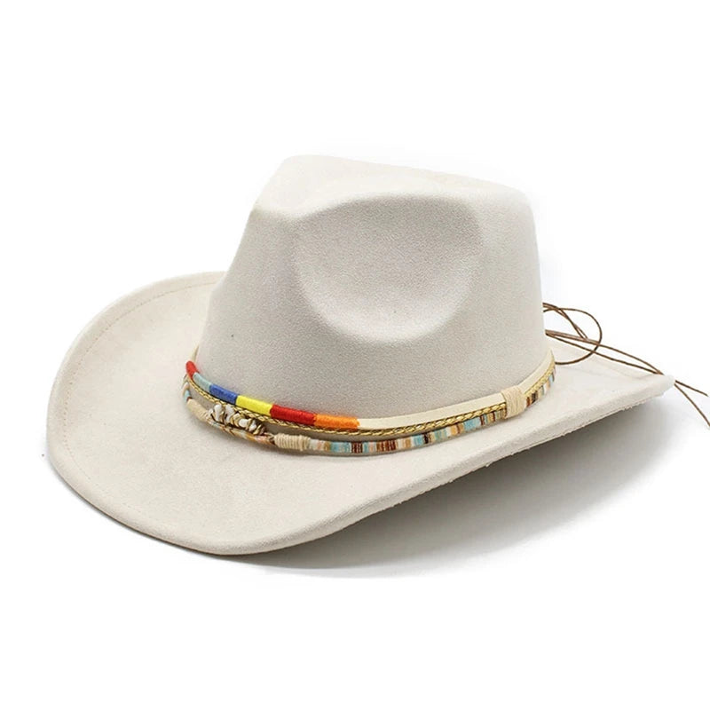 6-Color Women'S Denim Hat Men'S New Retro Jazz Classic Suede Denim Hat Wide Edge Western Wide Edge Sun Hat