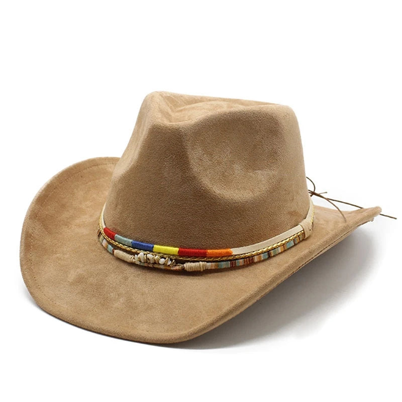 6-Color Women'S Denim Hat Men'S New Retro Jazz Classic Suede Denim Hat Wide Edge Western Wide Edge Sun Hat