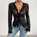 Wild West Diva Sheer Lace Tie-Front Top