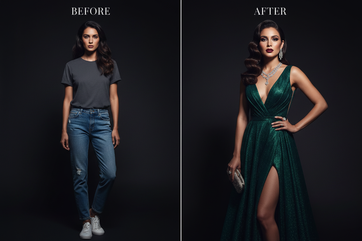 Before & After Glam Transformation